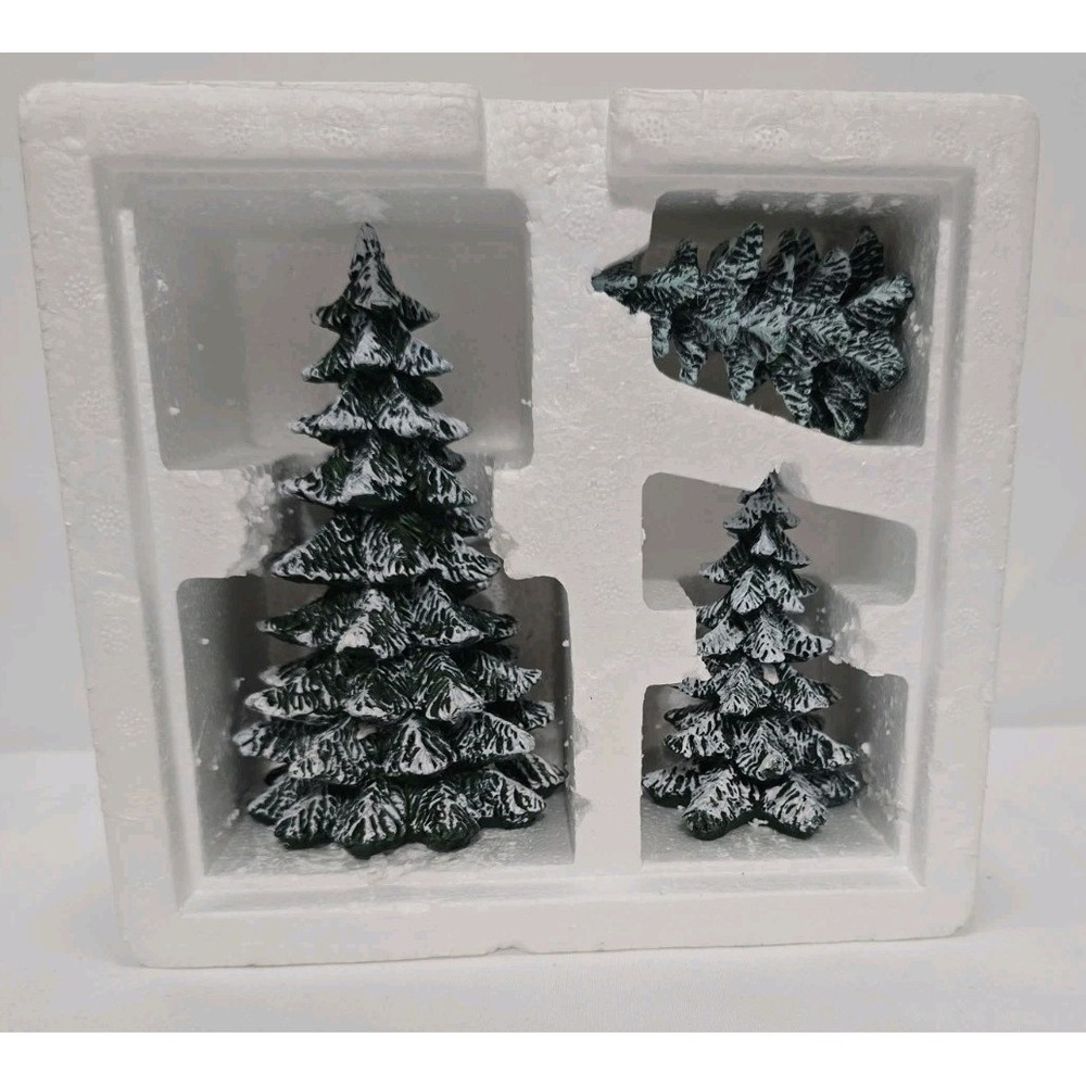 Department 56 Village Evergreen Trees Set Of 3 Cold Cast Porcelain‎ Christmas